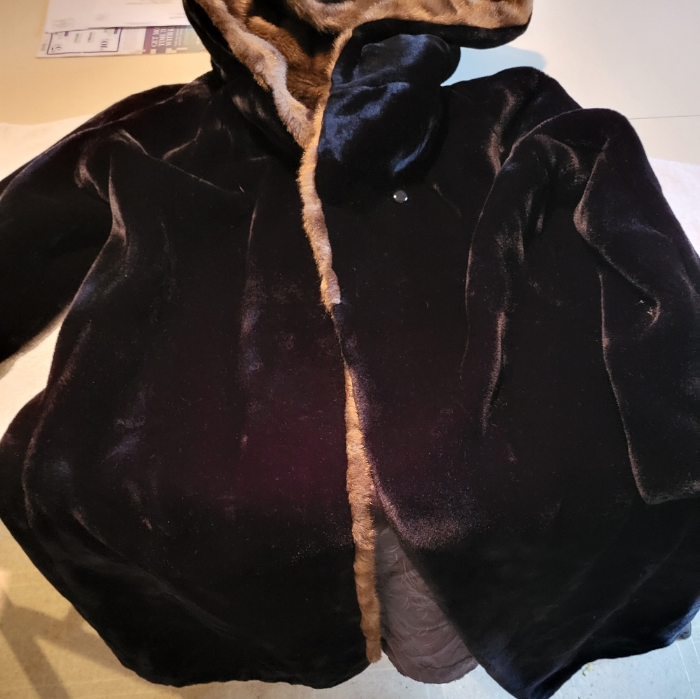 Fur coat.  The brown is fox